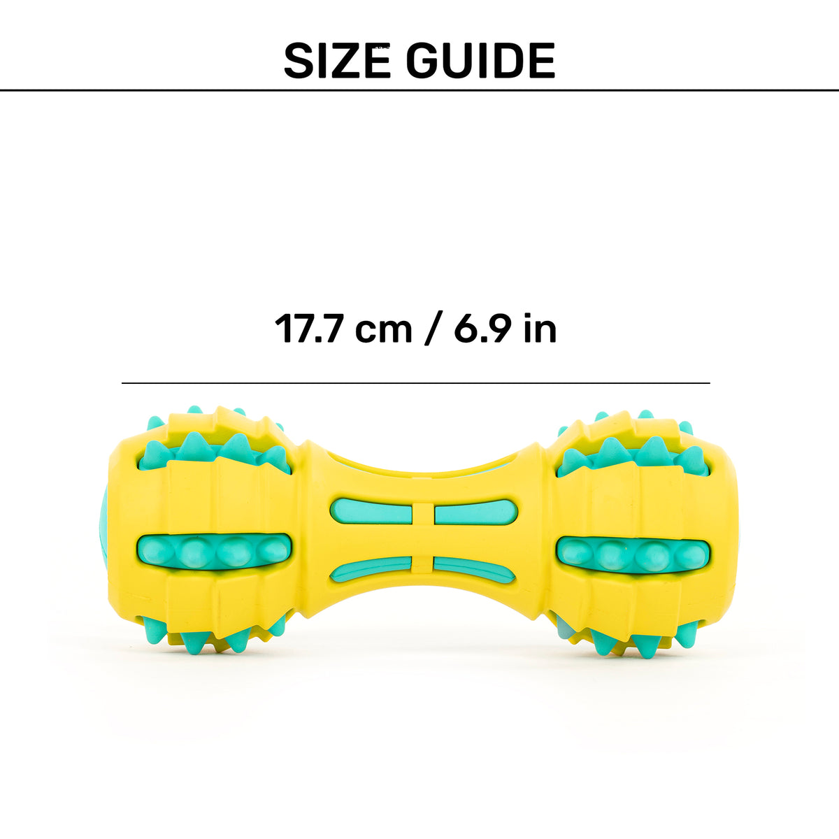 HUFT Spikey Dumbbell Chew Toy For Dog - Yellow & Turquoise