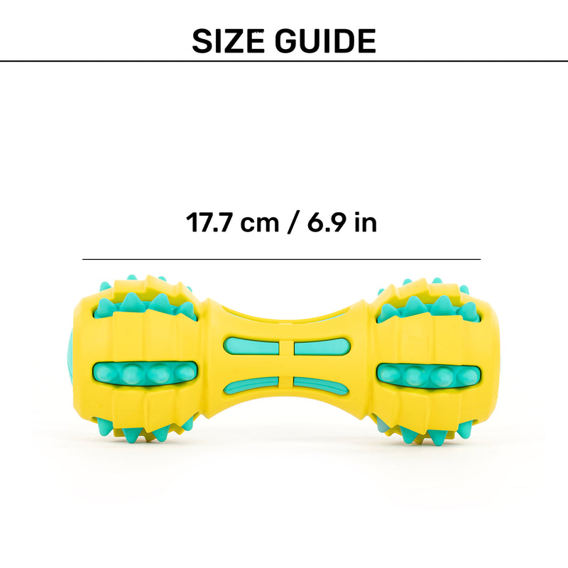 HUFT Spikey Dumbbell Chew Toy For Dog - Yellow & Turquoise