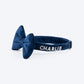 HUFT Personalised Luxe Velvet Bling Fabric Collar With Bow Tie For Dog - Dark Navy_01