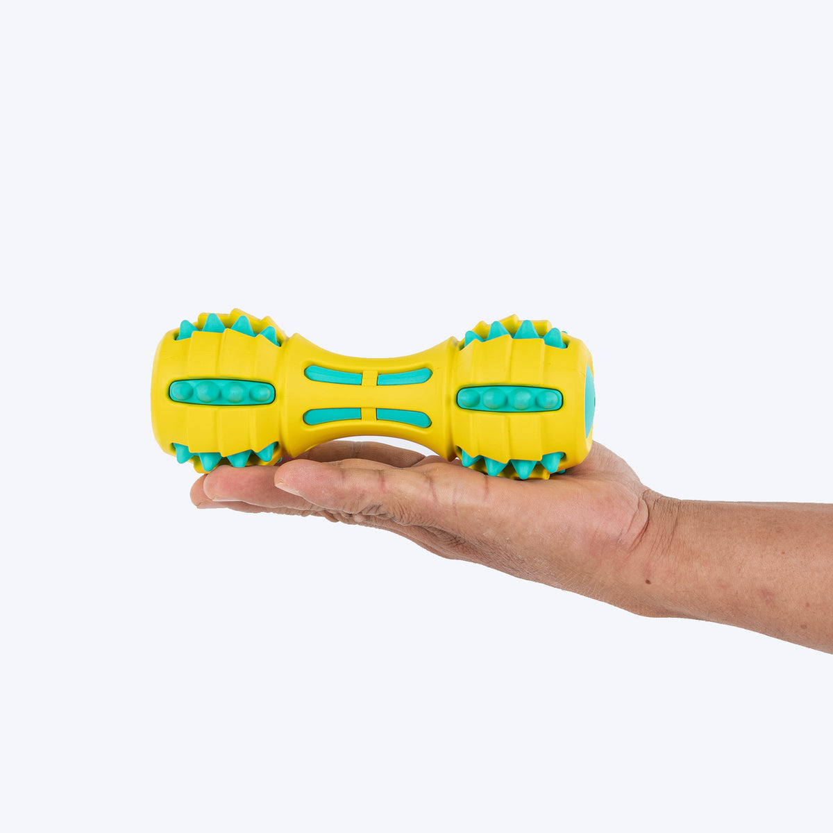 HUFT Spikey Dumbbell Chew Toy For Dog - Yellow & Turquoise