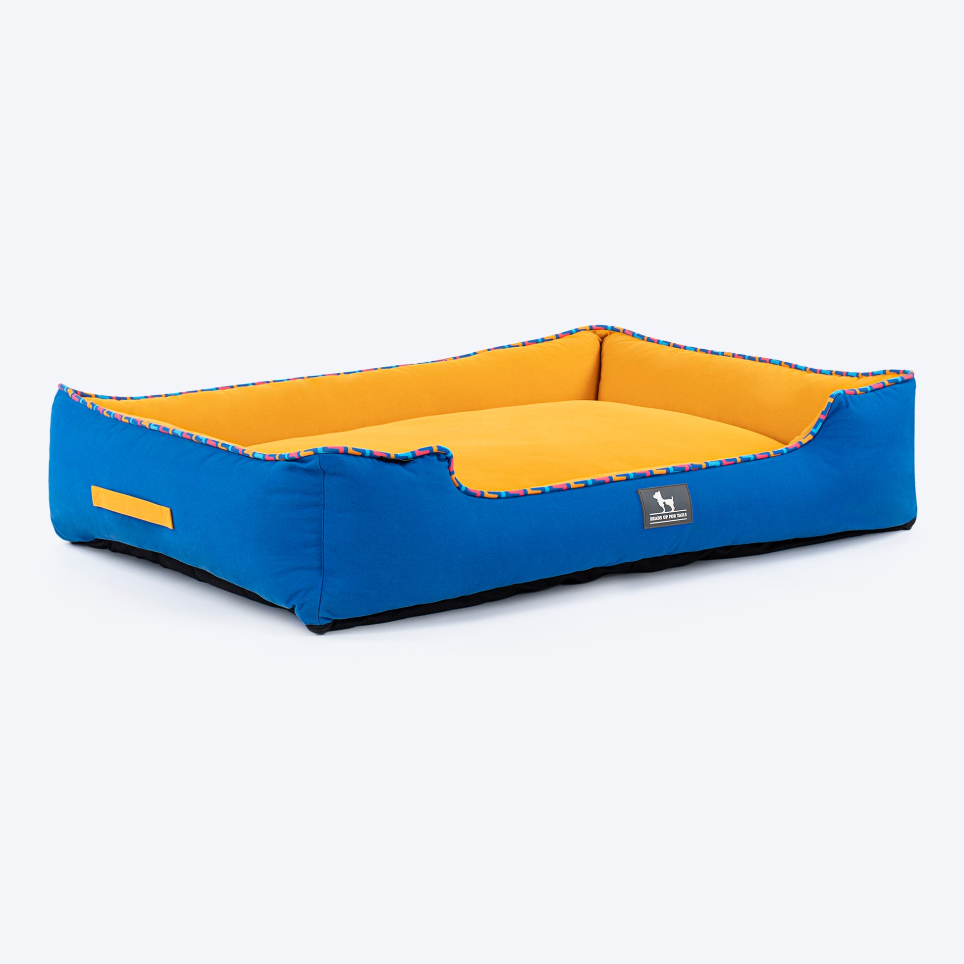 HUFT Classic Lounger Dog Bed - Blue & Mustard Yellow - Heads Up For Tails