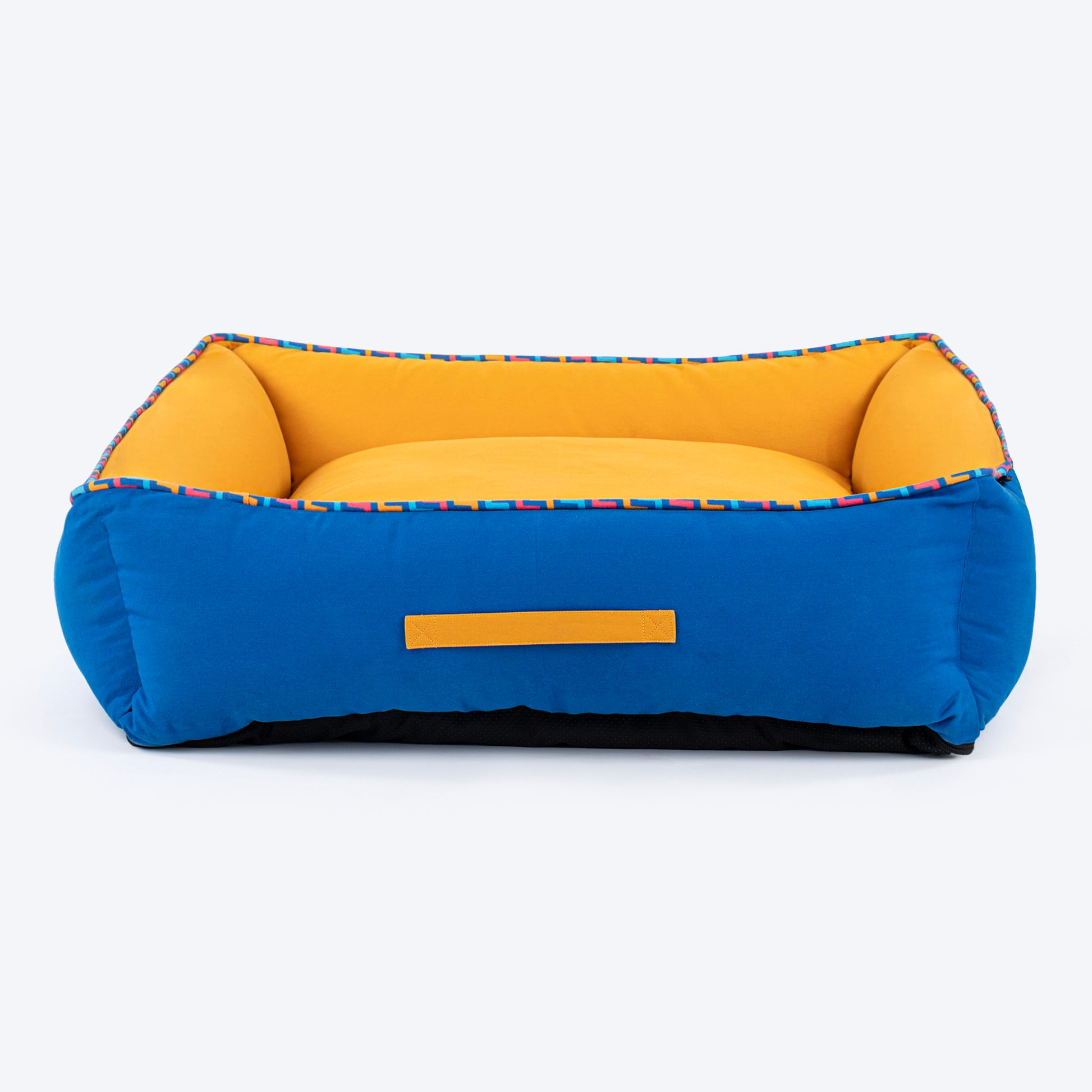 HUFT Classic Lounger Dog Bed - Blue & Mustard Yellow - Heads Up For Tails