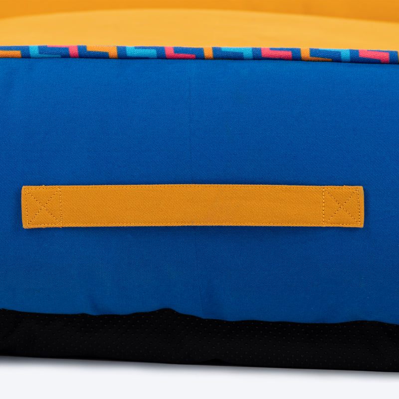 HUFT Classic Lounger Dog Bed - Blue & Mustard Yellow - Heads Up For Tails