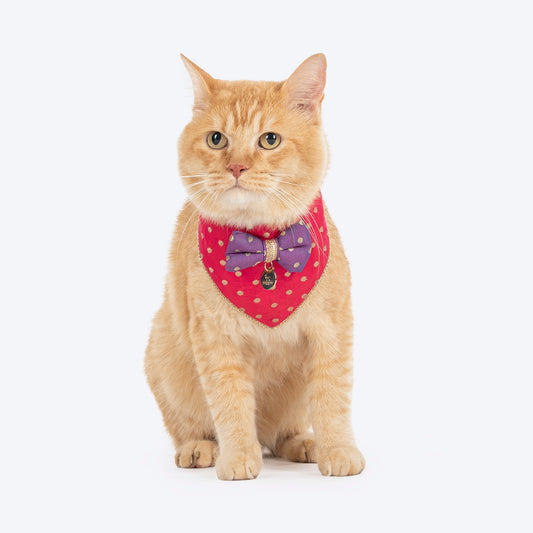 HUFT Desi Glam Bow Scarf For Cat & Puppy - Pink & Purple