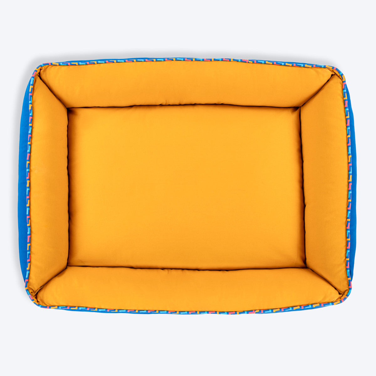 HUFT Classic Lounger Dog Bed - Blue & Mustard Yellow - Heads Up For Tails