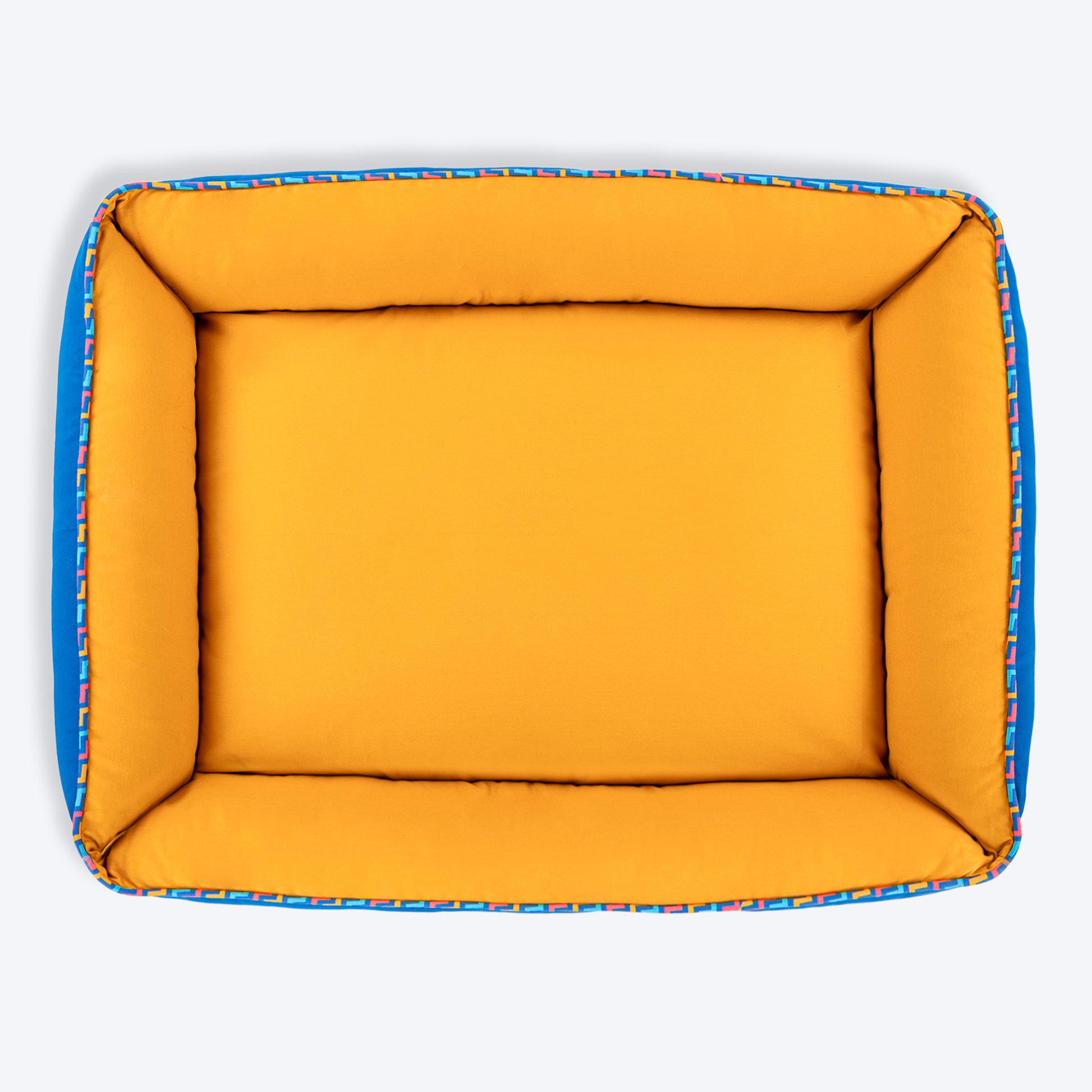 HUFT Classic Lounger Dog Bed - Blue & Mustard Yellow - Heads Up For Tails