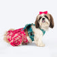 HUFT Personalised Blooming Threads Lehenga Choli For Dog - Dark Turquoise & Pink