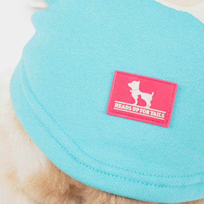 HUFT Happy Teddy Sweatshirt For Small Dog - Turquoise Blue - Heads Up For Tails