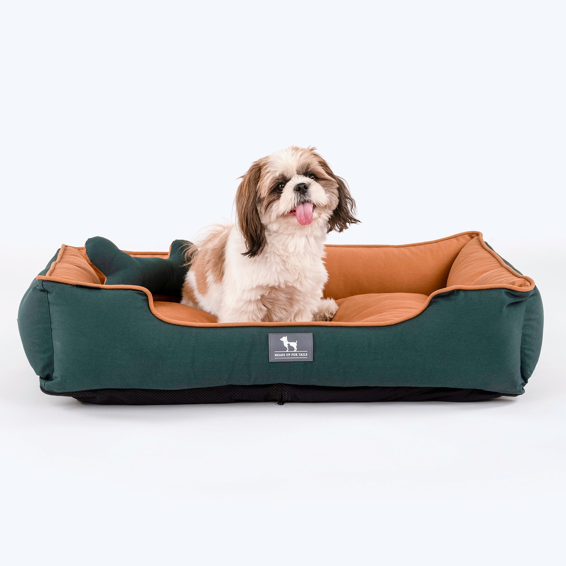 HUFT Classic Lounger Dog Bed - Green & Brown - Heads Up For Tails