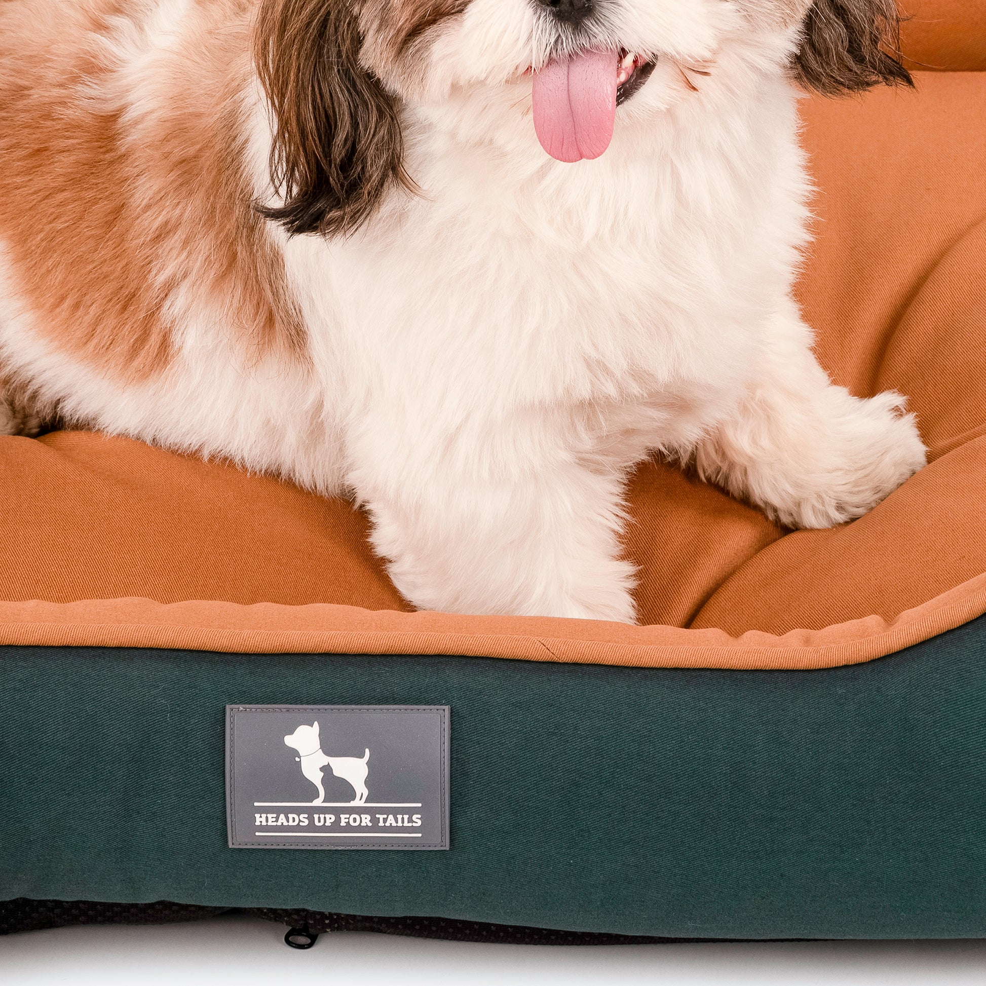 HUFT Classic Lounger Dog Bed - Green & Brown - Heads Up For Tails