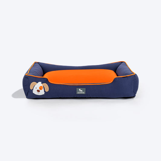 HUFT Woofie Classic Lounger Bed For Dog - Blue & Orange