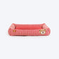 HUFT Bear Stripes Lounger Bed For Dog - Red & Ivory