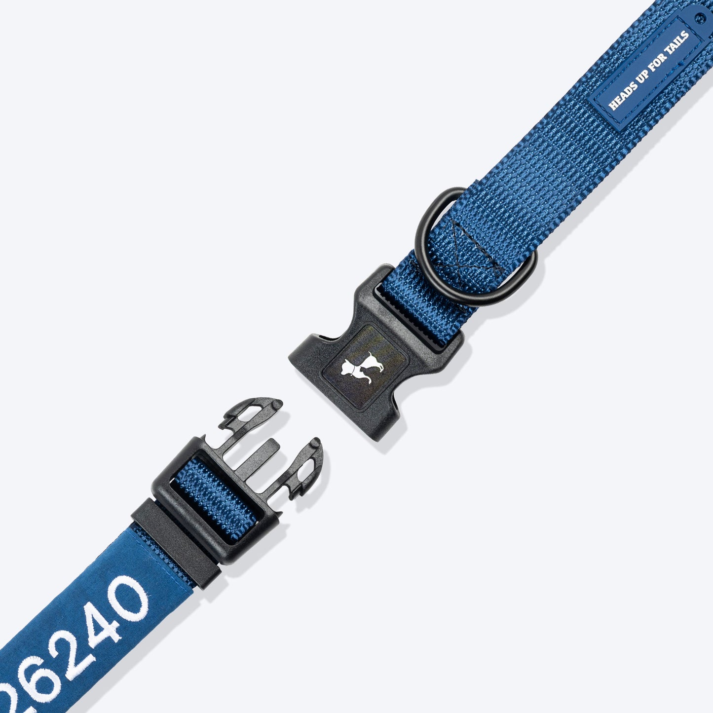HUFT Personalised Classic (Mobile No.) Dog Collar - Navy