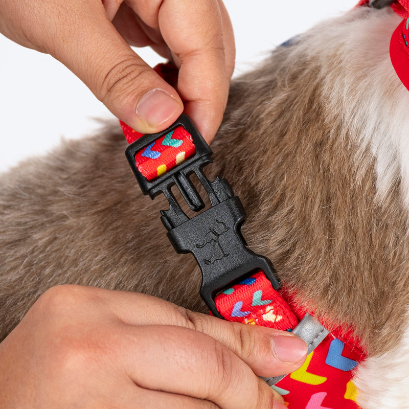 HUFT Heart to Heart Adjustable Harness For Dog - Red - Heads Up For Tails