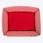 HUFT Bear Stripes Lounger Bed For Dog - Red & Ivory