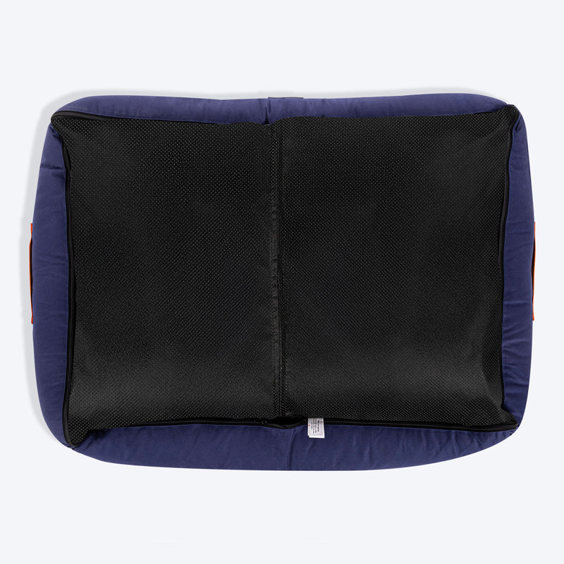HUFT Woofie Classic Lounger Bed For Dog - Blue & Orange - Heads Up For Tails