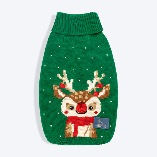 HUFT My Li'l Rudolph Sweater For Cat - Green