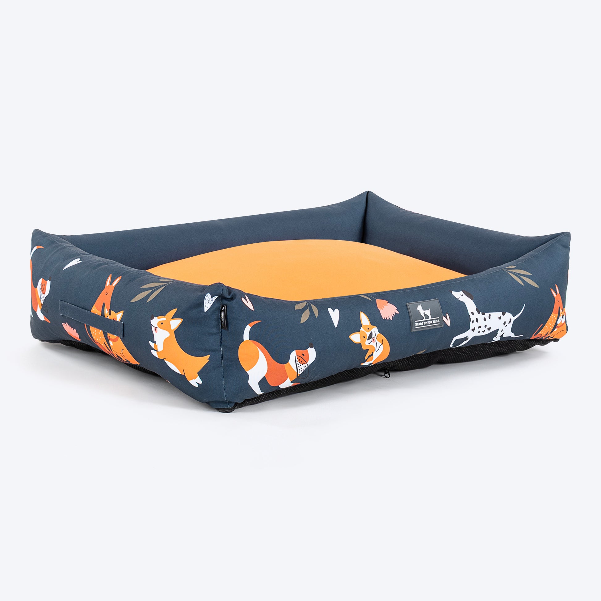 HUFT Dogs in Bloom Lounger Bed For Dog - Navy Blue - Heads Up For Tails