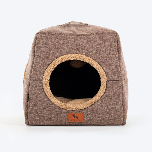 HUFT Furbulous Tent Bed For Cat - Brown & Beige