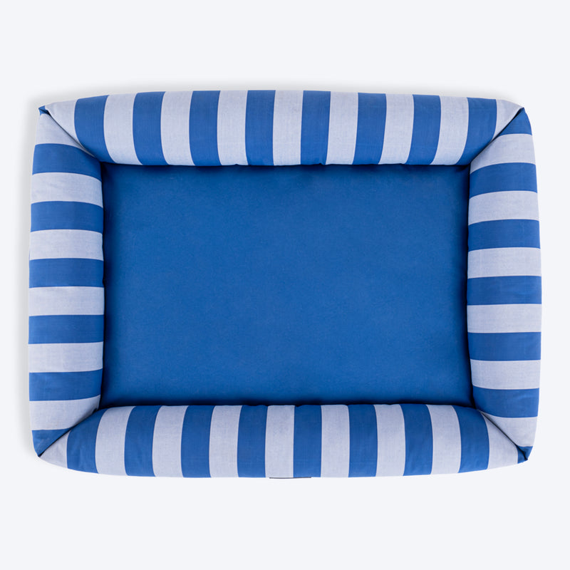 HUFT Stripe Siesta Lounger Dog Bed - Blue & White - Heads Up For Tails