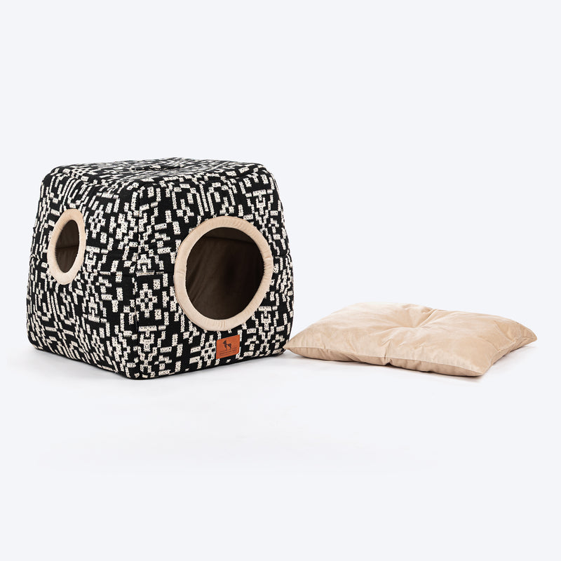 HUFT Furbulous Tent Bed For Cat - Black & White - Heads Up For Tails