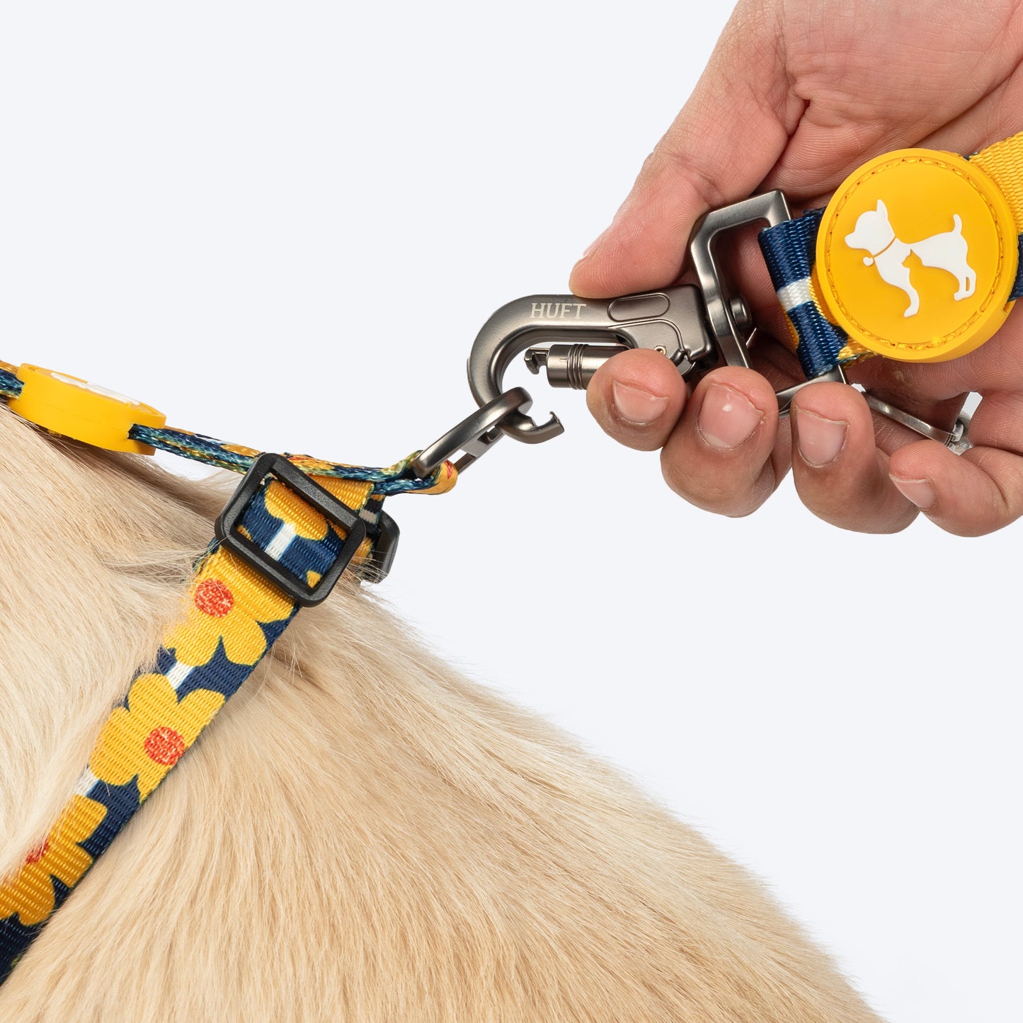 HUFT Daisy Stripes Adjustable Harness For Dog - Blue & Yellow