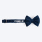 HUFT Personalised Luxe Velvet Fabric Collar With Bow Tie For Dog - Dark Navy