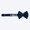 HUFT Personalised Luxe Velvet Fabric Collar With Bow Tie For Dog - Dark Navy - Heads Up For Tails