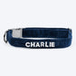 HUFT Personalised Luxe Velvet Fabric Collar With Bow Tie For Dog - Dark Navy