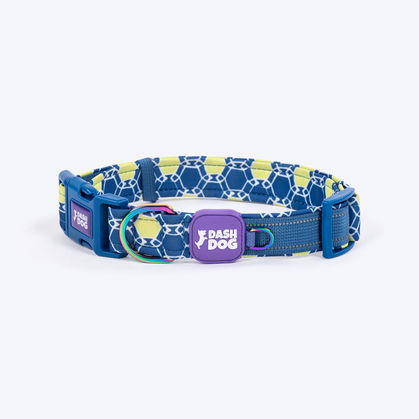 Dash Dog Wildcrest Padded Collar For Dog - Blue & Neon Green