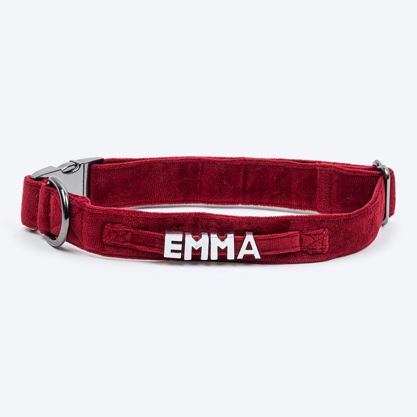 HUFT Personalised Luxe Velvet Fabric Collar With Bow Tie For Dog - Maroon