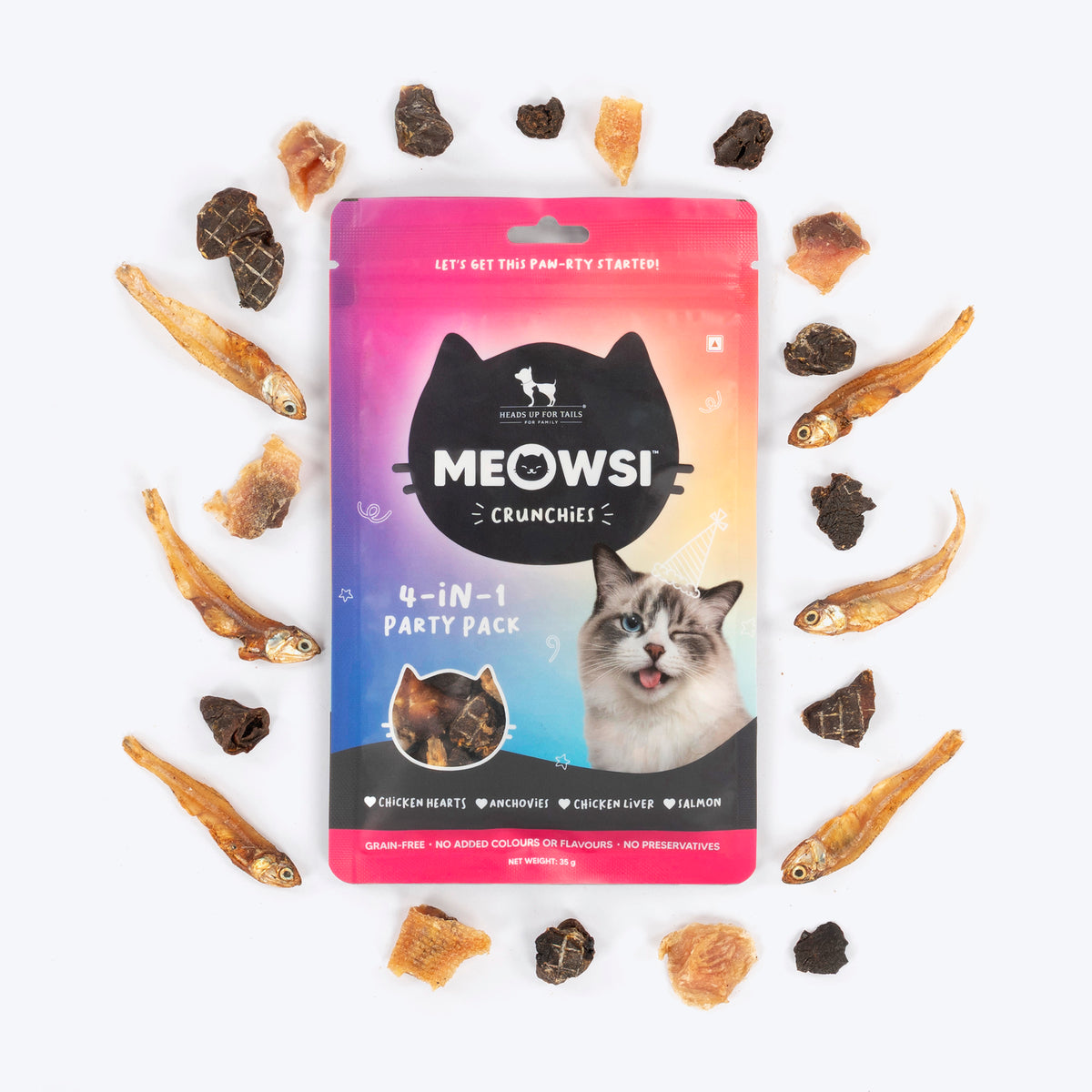 Meowsi Crunchies 4-in-1 Party Pack - Assorted Cat Treats - 35 g