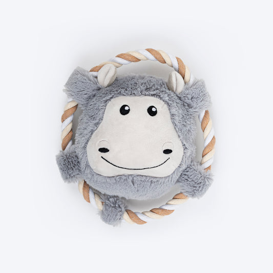 Dash Dog Happy Hippo Squeaky Plush Toy For Dog - Grey - Heads Up For Tails