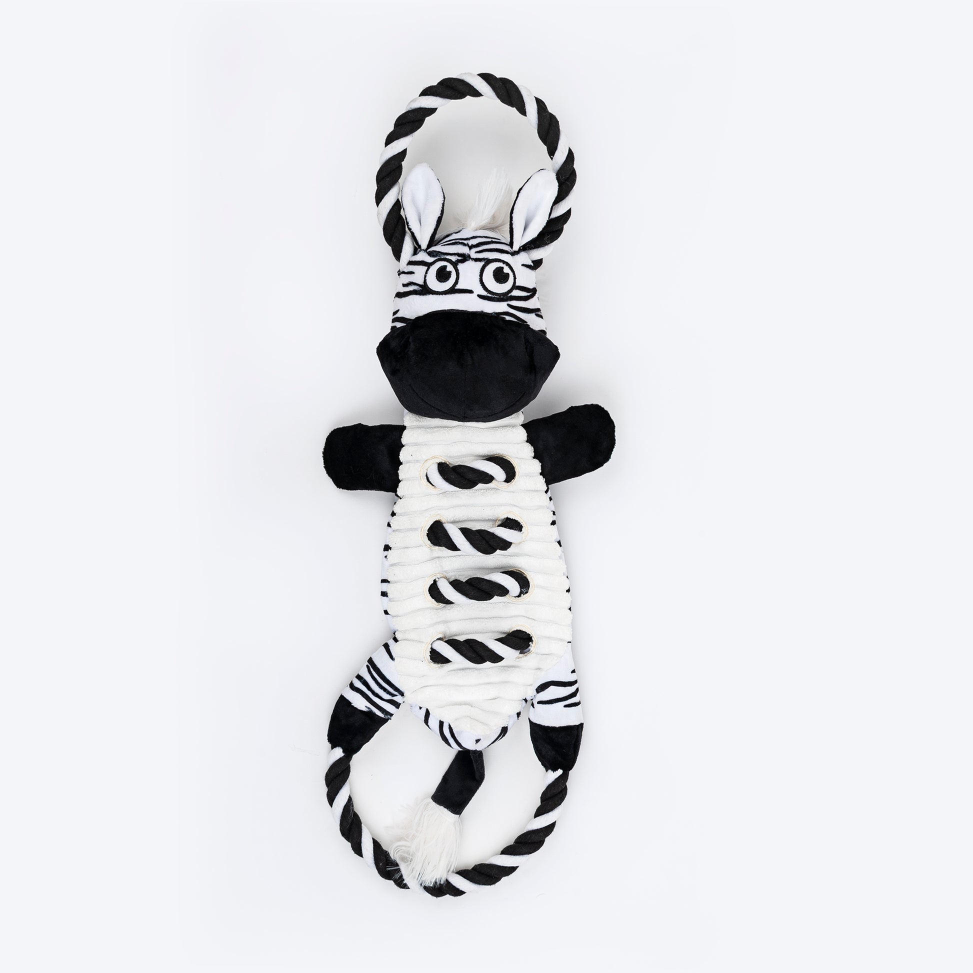 Dash Dog Zippy The Zebra Squeaky Plush Toy For Dog - Black & White - Heads Up For Tails