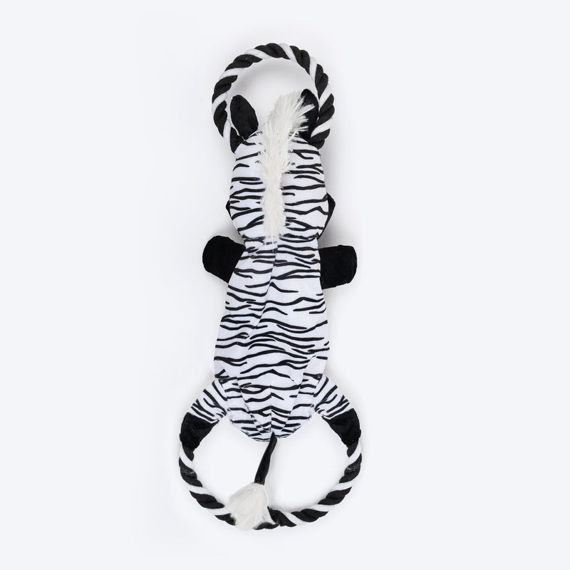 Dash Dog Zippy The Zebra Squeaky Plush Toy For Dog - Black & White - Heads Up For Tails