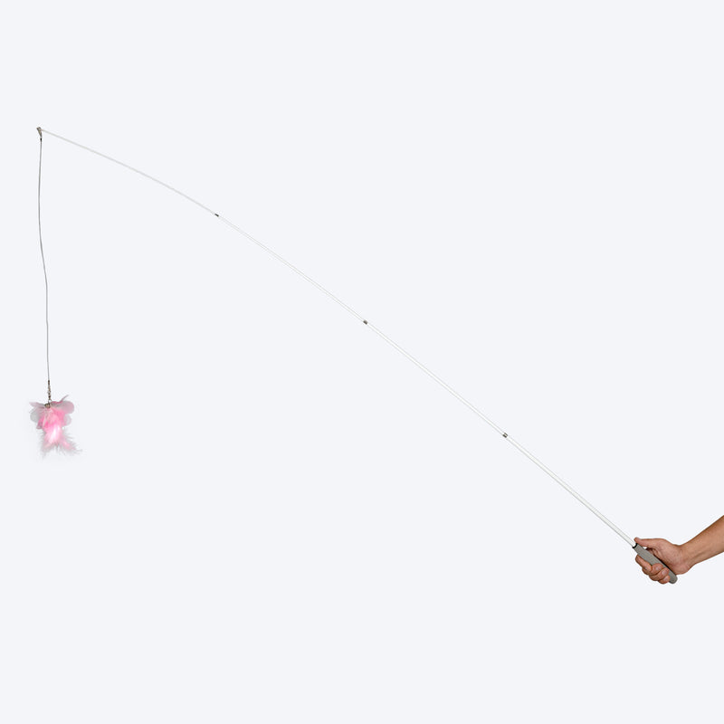 HUFT Featherly Extendable Wand Toy For Cat - Pink & White