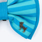 HUFT Happy Stripes Bow Tie For Dog - Blue & Turquoise - Heads Up For Tails