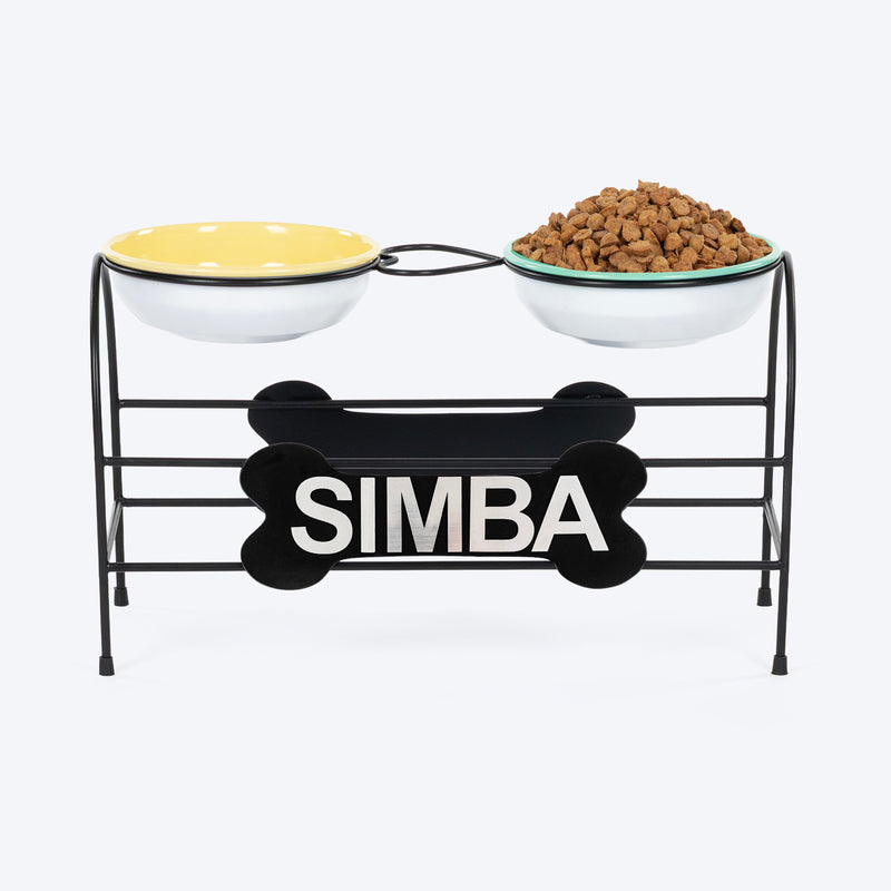HUFT Personalised Pawlicious Double Diner For Dog - Multicolor - Heads Up For Tails