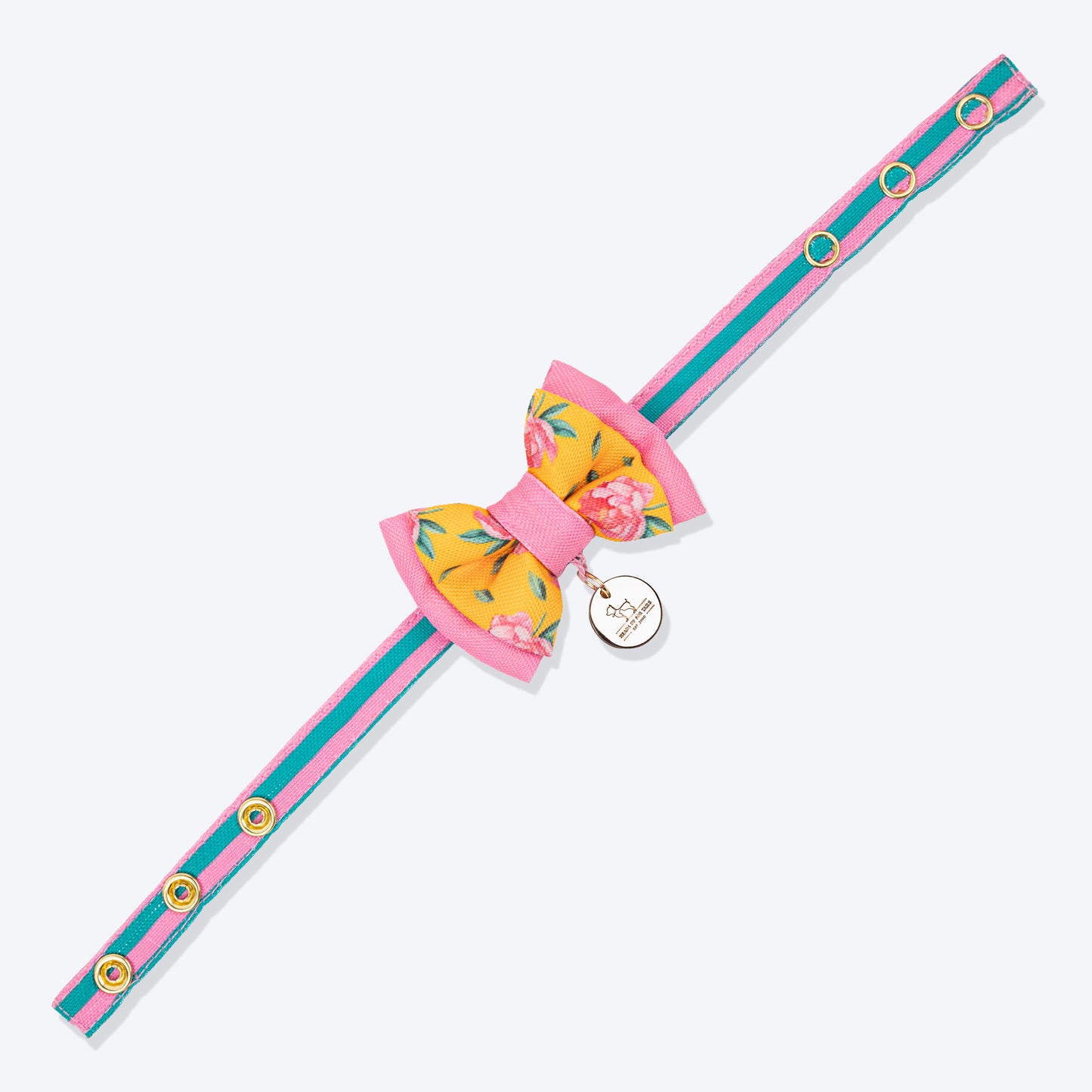 HUFT Blush Bloom Bow Tie With Strap For Cat - Yellow - Heads Up For Tails