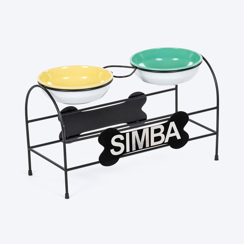 HUFT Personalised Pawlicious Double Diner For Dog - Multicolor - Heads Up For Tails