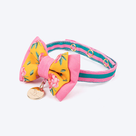 HUFT Blush Bloom Bow Tie With Strap For Cat - Yellow - Heads Up For Tails