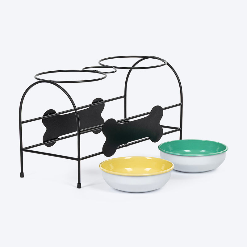 HUFT Pawlicious Double Diner For Dog - Multicolor - Heads Up For Tails