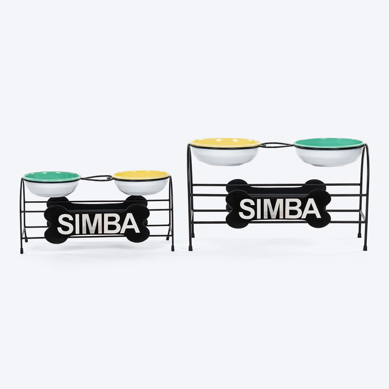 HUFT Personalised Pawlicious Double Diner For Dog - Multicolor - Heads Up For Tails