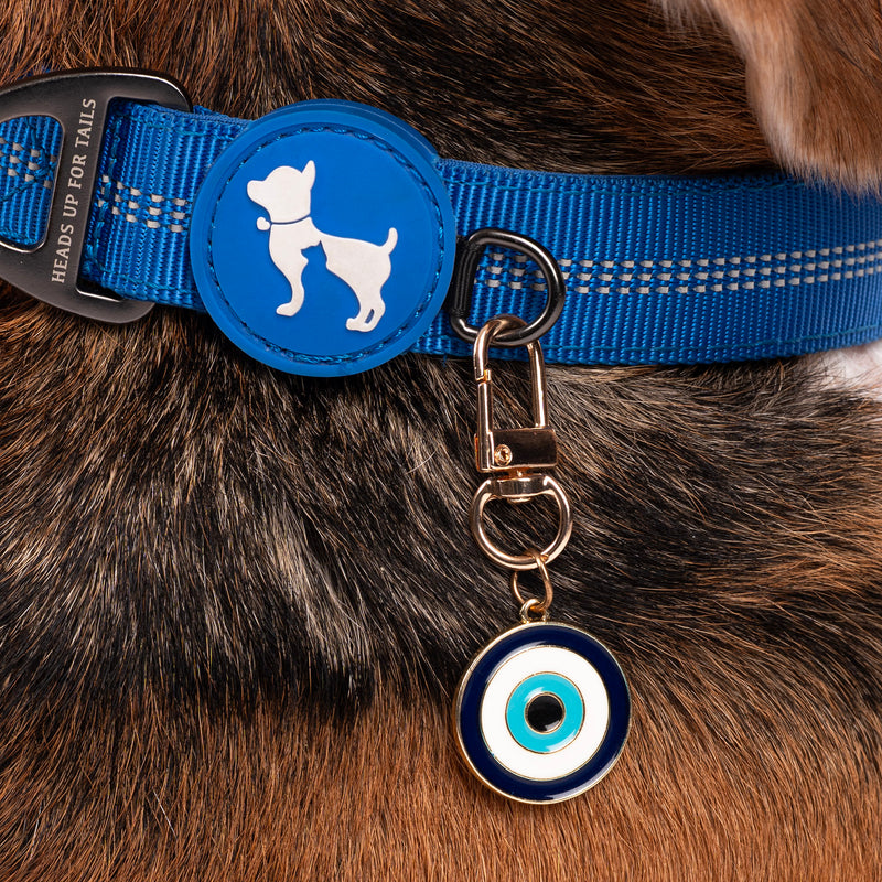 HUFT No Nazar Charm Collar Insert For Dog & Cat - Blue - Heads Up For Tails