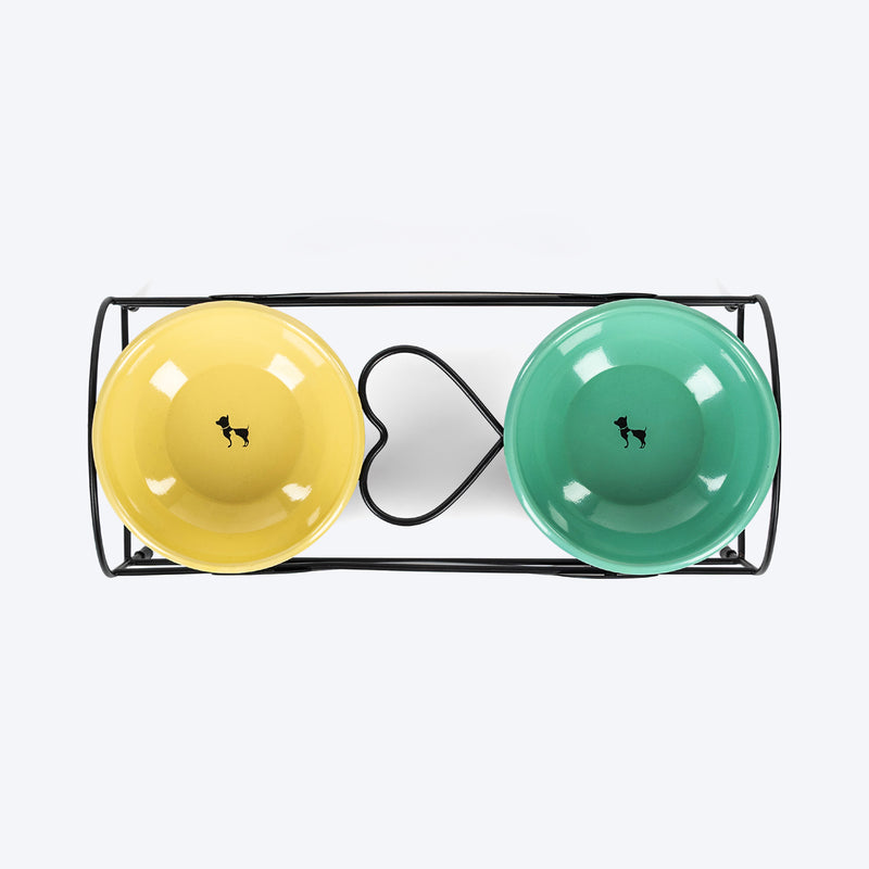 HUFT Pawlicious Double Diner For Dog - Multicolor - Heads Up For Tails