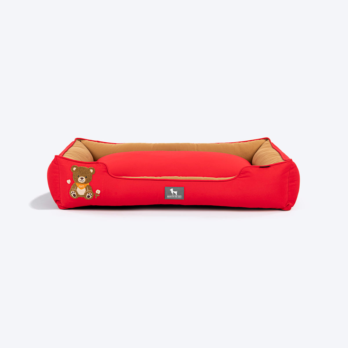 HUFT Bear Hug Classic Lounger Bed For Dog - Red & Brown