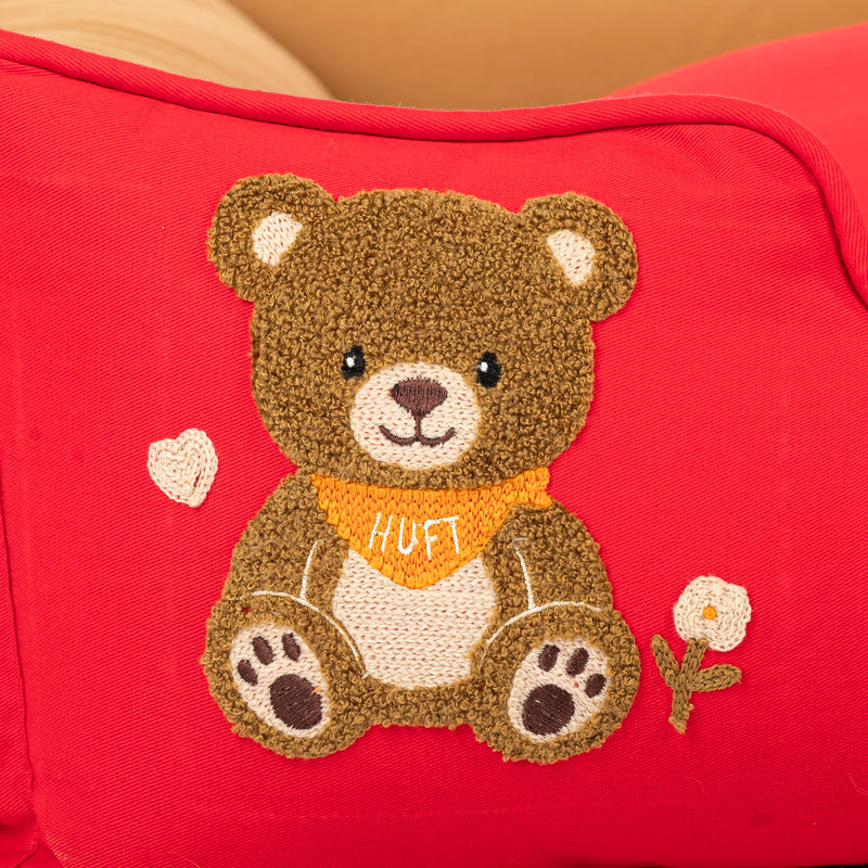 HUFT Bear Hug Classic Lounger Bed For Dog - Red & Brown