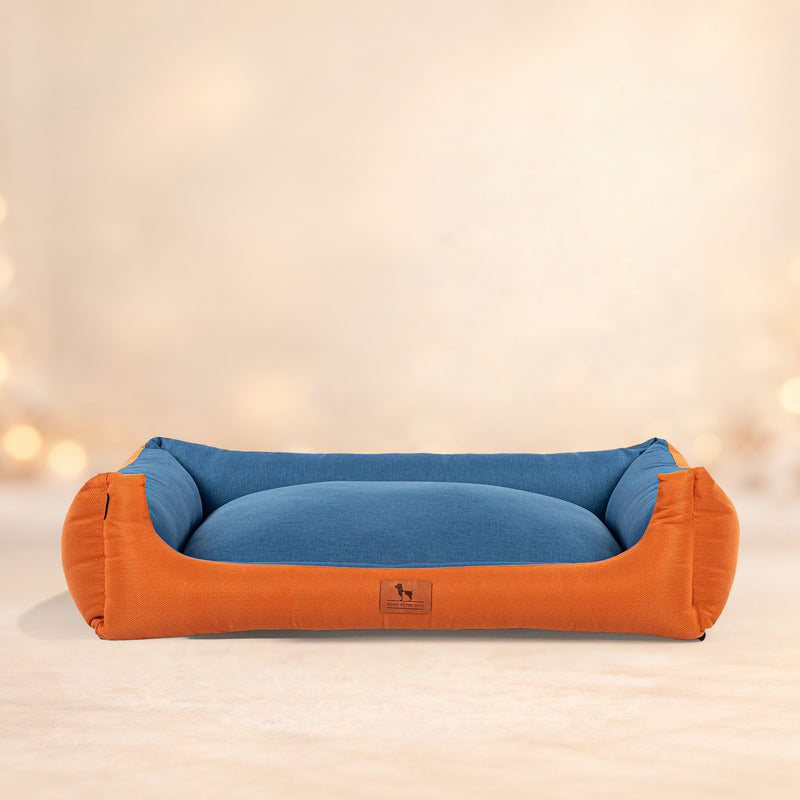 HUFT EasyStep Herring Lounger Bed For Dog - Orange & Blue - Heads Up For Tails