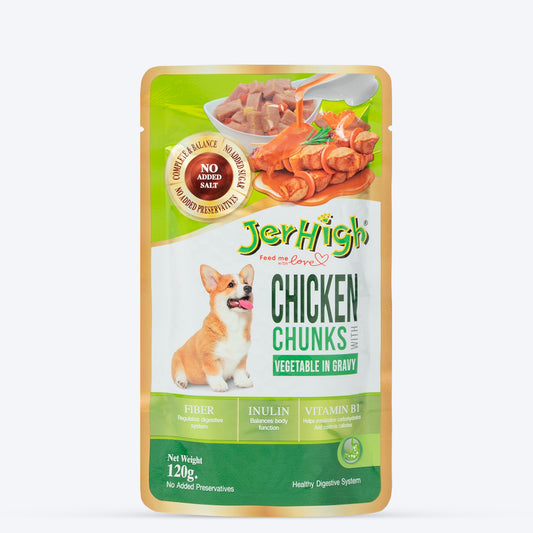 JerHigh Chicken & Vegetable in Gravy Wet Dog Food - 120 g packs - Heads Up For Tails