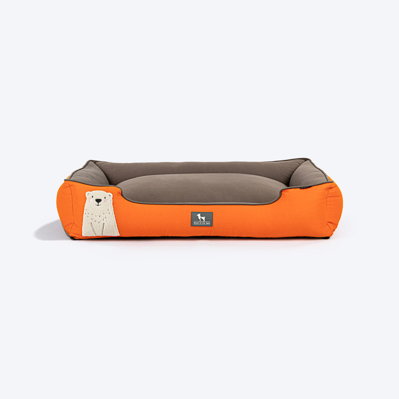 HUFT Cloudy Bear Classic Lounger Bed For Dog - Orange & Grey